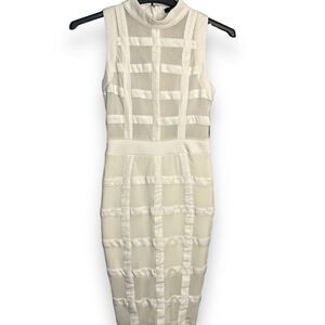 Entry Bodycon Sheath Dress Women's Medium Ivory White Mesh Sexy Party Clubwear